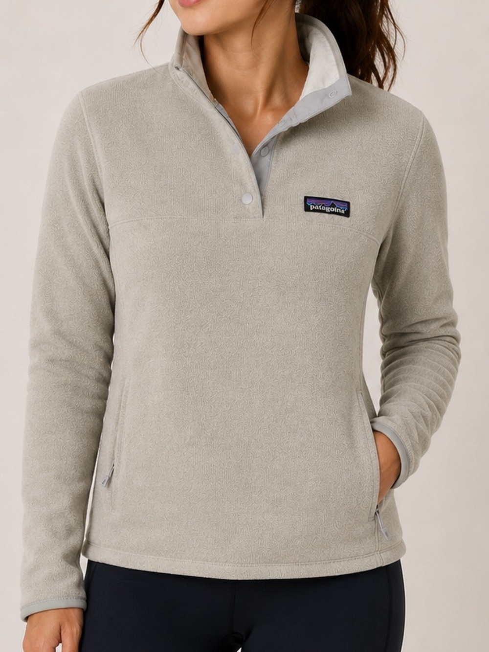 Patagonia Light Gray Snap-Front Fleece Pullover